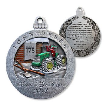 John Deere 7280R Tractor, 2012 Pewter Holiday Ornament #17